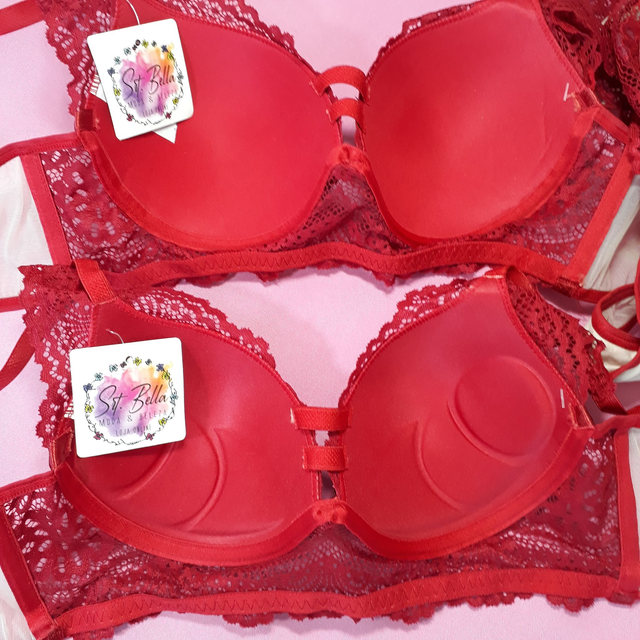 Lingerie de Lingerie Susy, Em Renda e Tule, Com Bojo - Cor Vermelho
