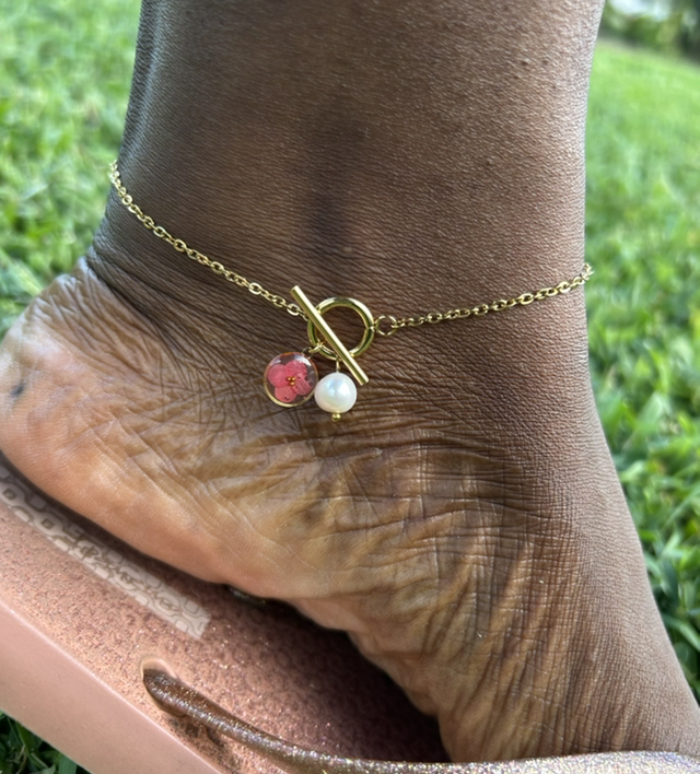 Chaîne de cheville - Fleur de bougainvillier