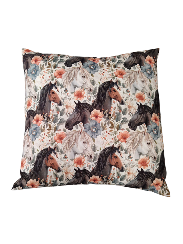 Coussin "Chevaux fleurs"