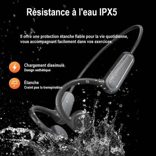 Langsdom Casque BE13 Gris à conduction osseuse de haute qualité écouteurs Bluetooth casques de jeu écouteurs antibruit pour le sport et l'entraînement