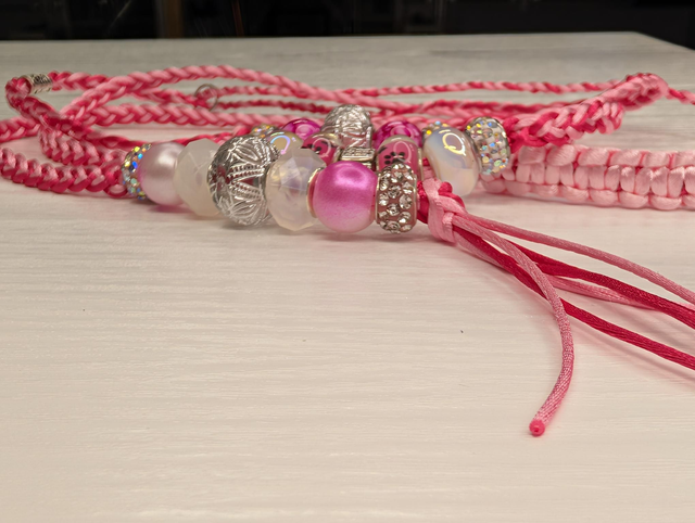 Käsin punottu näyttelytalutin, pinkki/vaaleanpunainen 