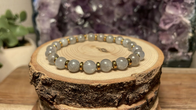 Bracelet LABRADORITE 6mm (Avec hématites)
