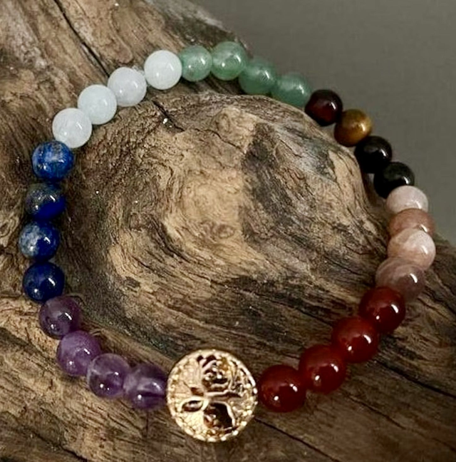 Bracelet 7 chakras "Arbre de vie or"