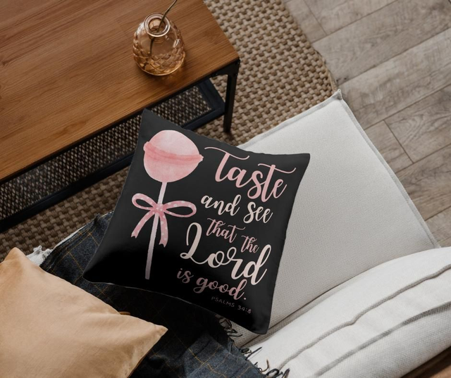 Taste and see 45 x 45cm cushion