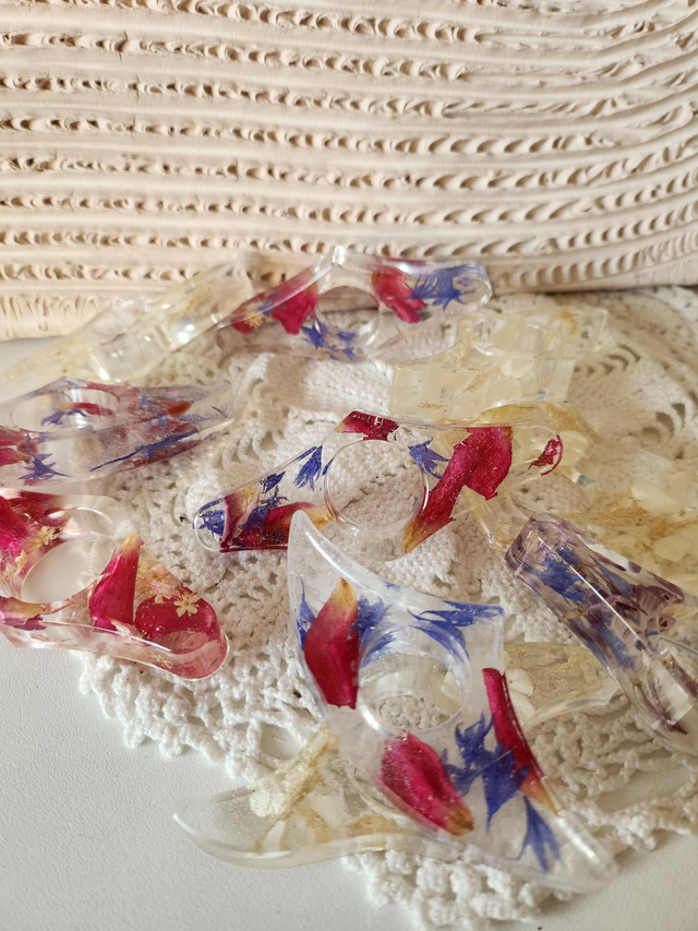 Bague de lecture résine rose et bleue