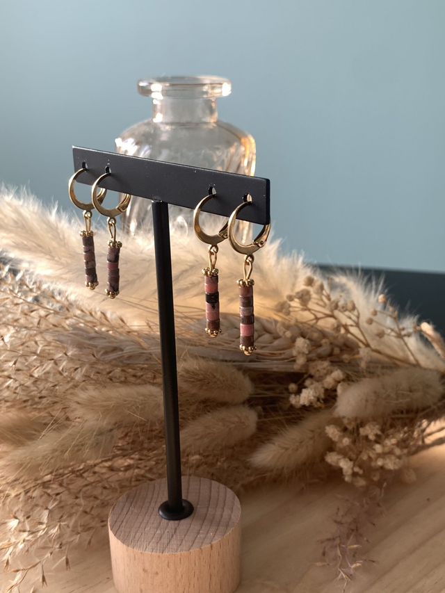 Boucles d'oreilles Rosamaria Marbre brun/rose