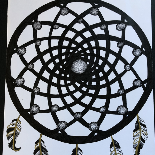 Piège à rêve - 27 x 33 cm - encadrement noir 