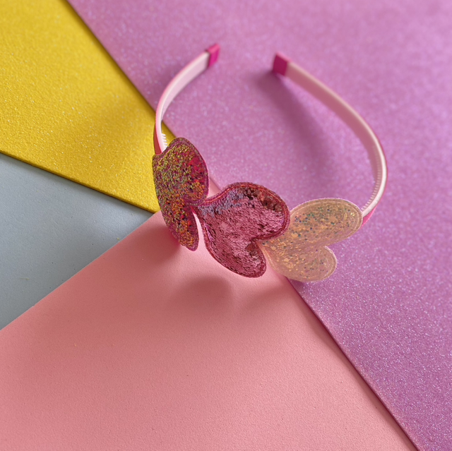 Serre-tête gros coeurs pailleté 