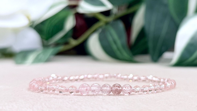 Bracelet | Quartz Fraise - Éléments Facettés
