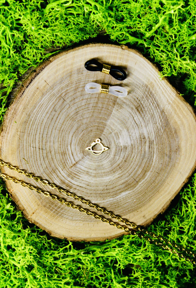 Chaine de lunettes touche de magie dorée personnalisée Planète