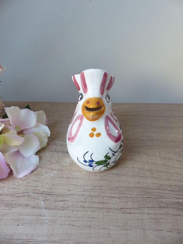 Petit Pot à Lait Vintage en Céramique - Crémier Coq Peint à la Main, Style Ferme et Campagne - Décoration Rétro pour Cuisine Champêtre