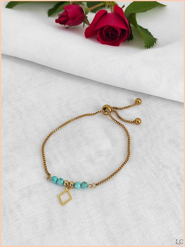 Bracelet coulissant avec breloque - Turquoise