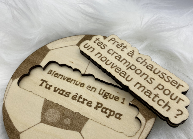 Demande personnalisée parrain - Annonce personnalisée futur papa - ballon de foot en bois