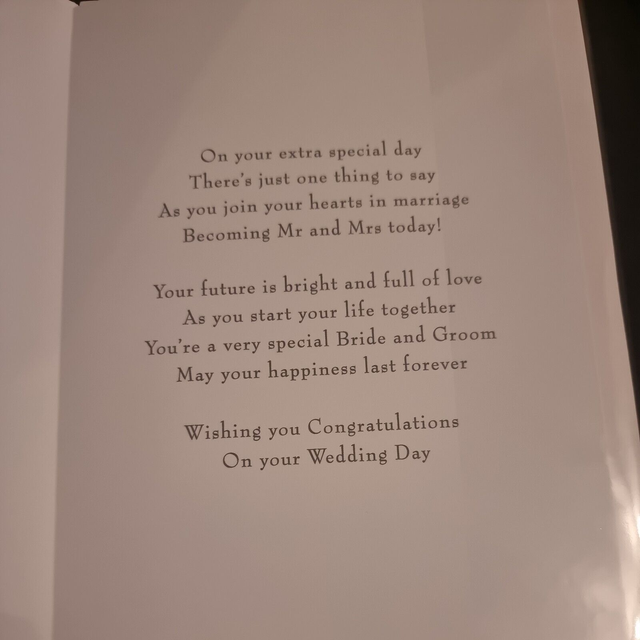 Wedding Day Congratulations - Gold Foil Quality Card Bride & Groom Celebration