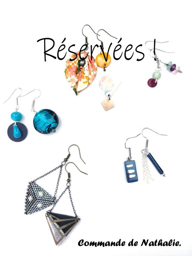 Commande de Nathalie: 5 paires de Boucles Solo Upcyclées - Réservée 