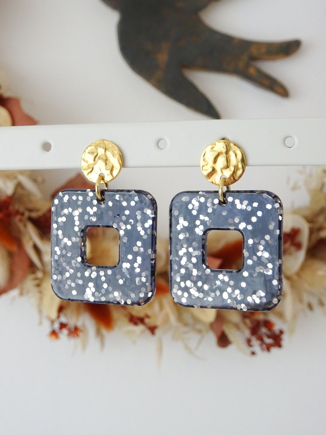 Carré : Noir paillettes