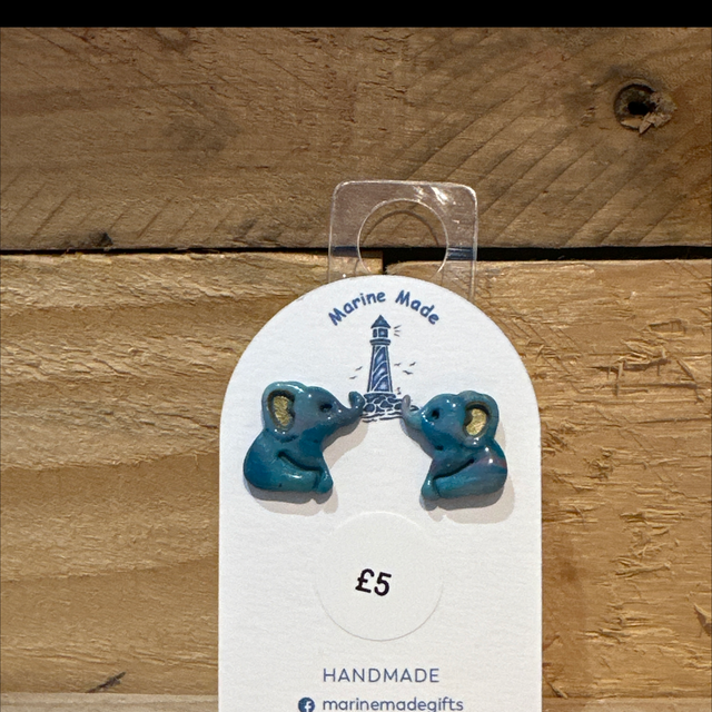 Elephant Polymer Clay Stud Earrings 