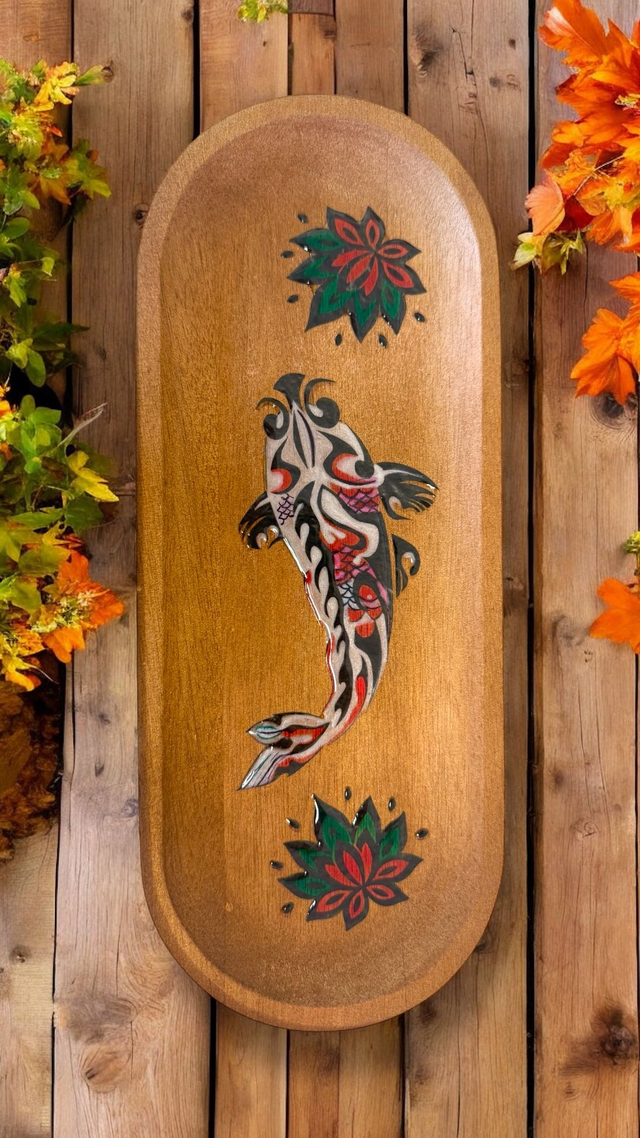 Wooden Koi tray
