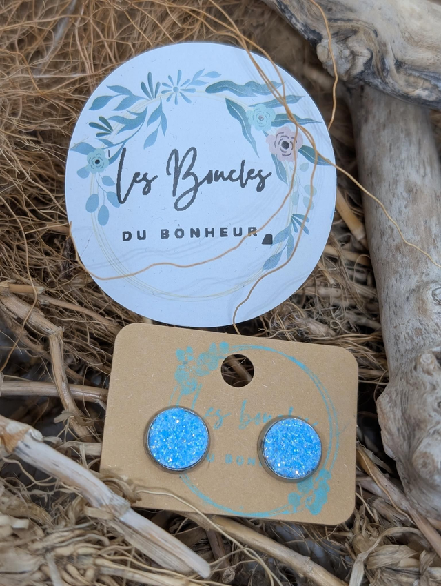 Puces bleu paillettes (pu017)
