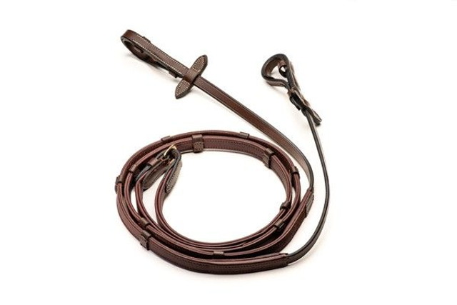 Rênes HFI Hunter cuir/caoutchouc à arrêtoirs 1.4cm