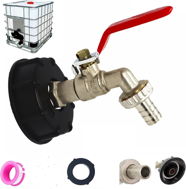 Robinet Cuve 1000L Raccord Robinet avec raccord de tuyau Filetage 3/4,