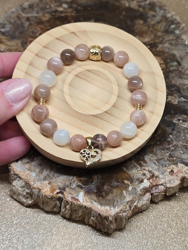 Bracelet Pierre de lune multicolore en 1 cm