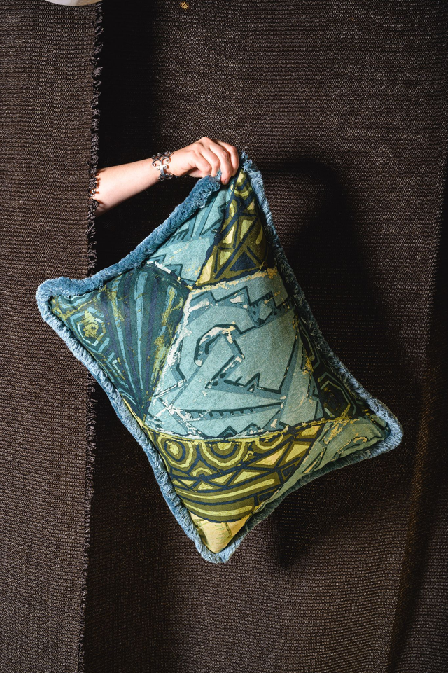 Thompson luxury decorative doubleface cover cushion printed linen geometric copricuscino lino stampato gift present home decoration B