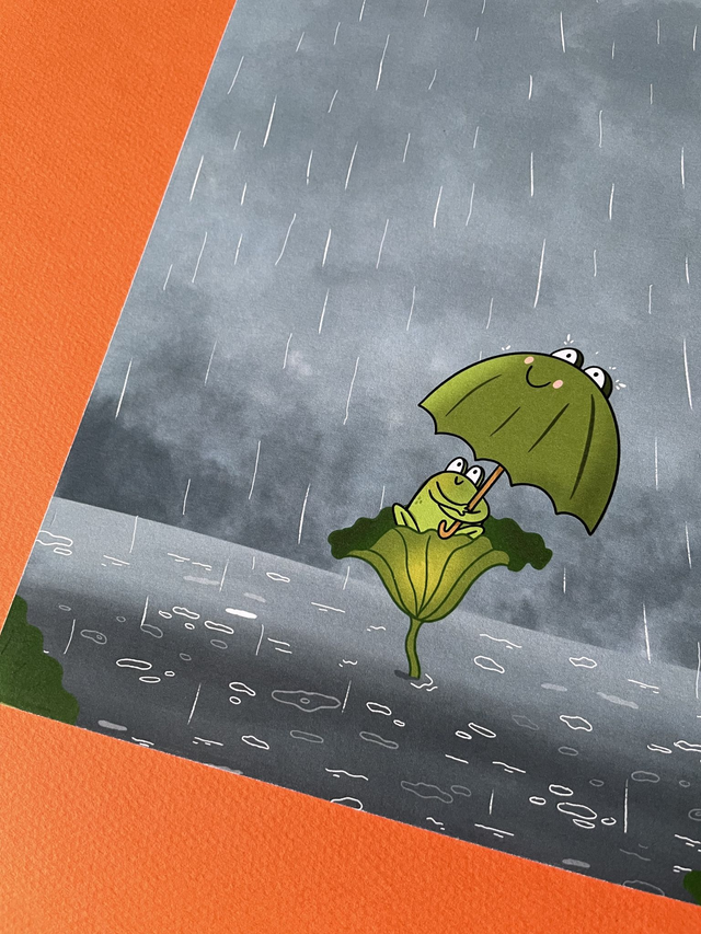 Illustration - Grenouille sous la pluie