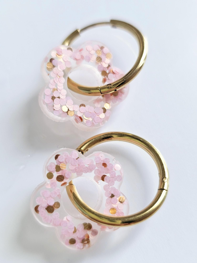 CREOLES EDEN CONFETTIS ROSES & DORES