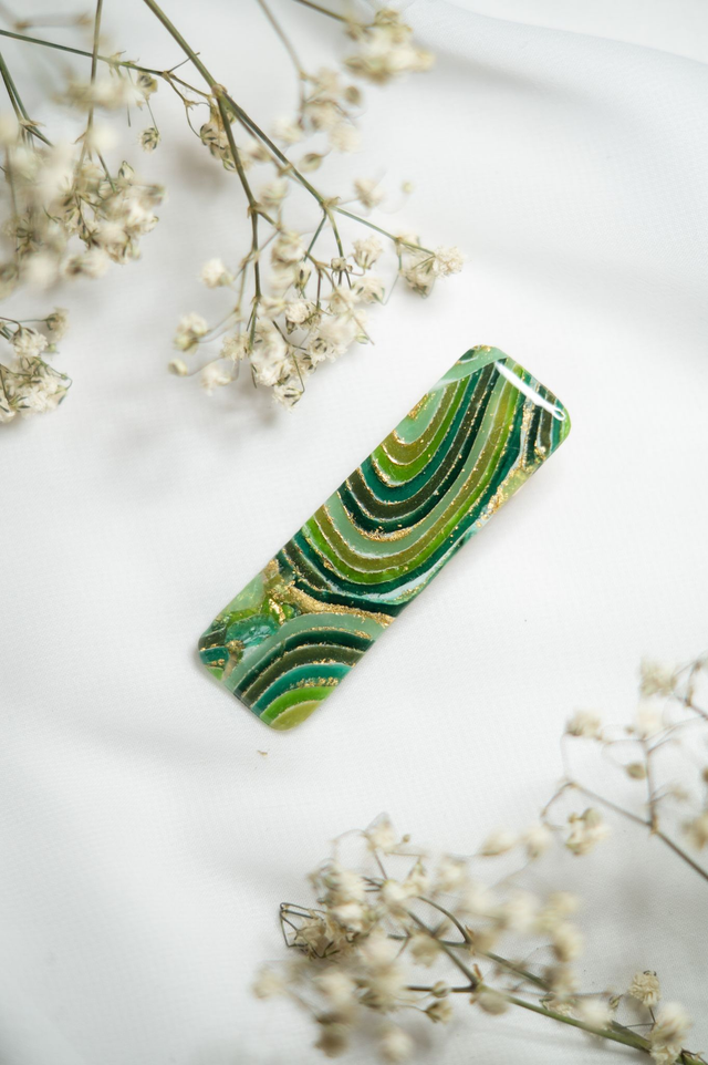 Coloris forêt - Barrette rectangle