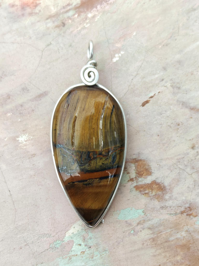 Pendentif Œil de tigre - Argent 925