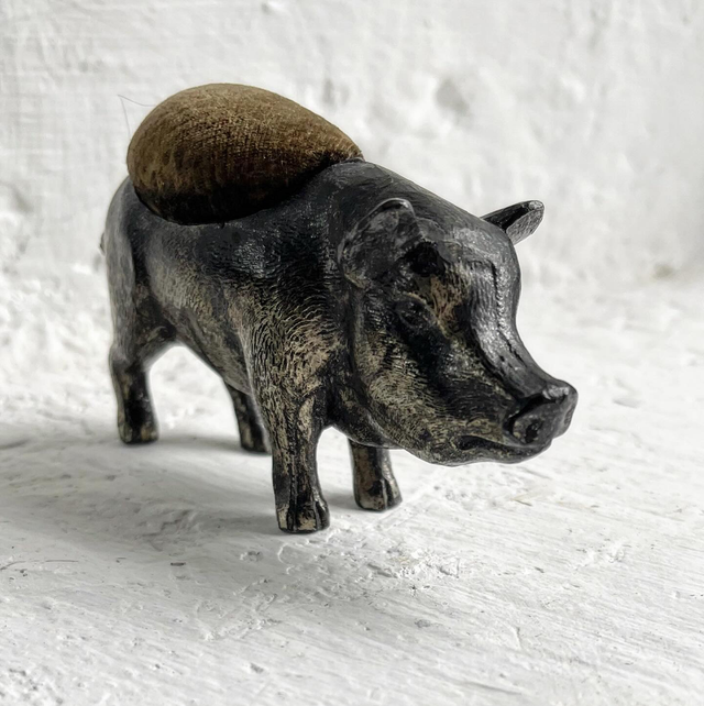 Victorian Novelty Pin Cushion In The Form Of A Pig/ Boar  