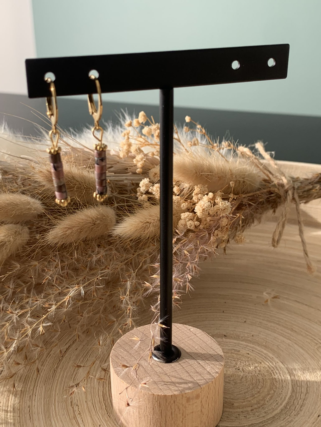 Boucles d'oreilles Rosamaria Marbre brun/rose