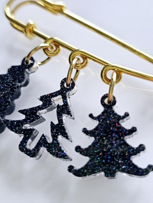 BROCHE DE NOEL TRIO SAPINS NOIRS