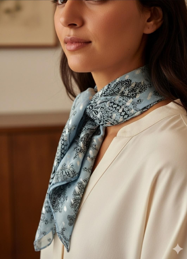 Carré de soie motifs cachemire 