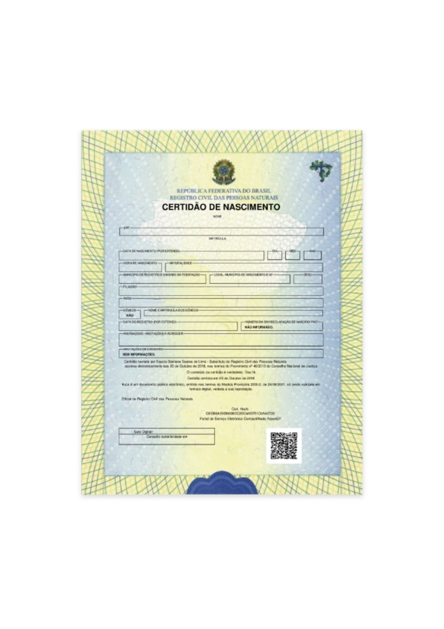 Acte de naissance simple avec apostille