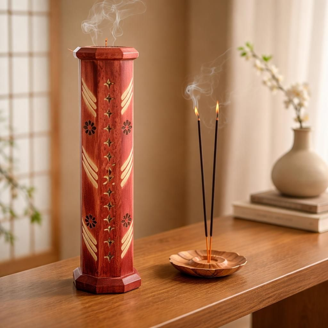 "Wendy" - Tour à encens tige &amp; cône - Bois