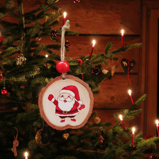 Wood Slice Festive Christmas Hanging – Write Your Own Message