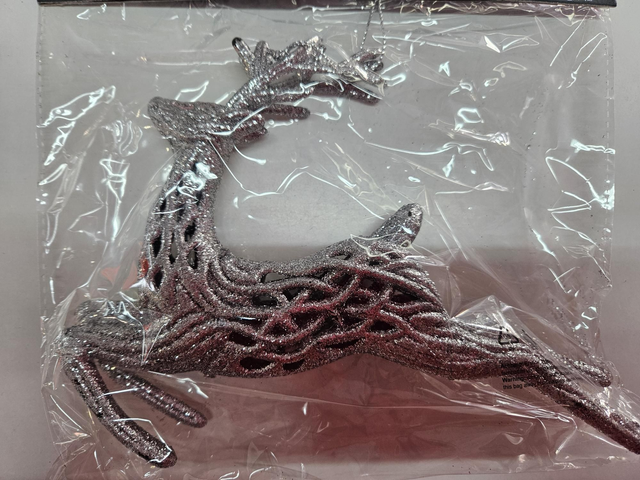 Glitterhänger Hirsch – Silber, ca. 20 x 15 x 3 cm
