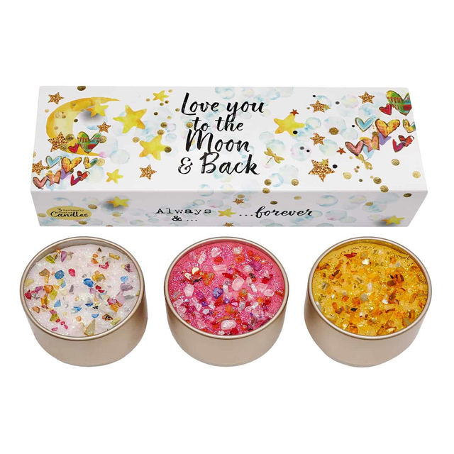 Just Because Three Lites - Love You to the Moon and Back - Candle Gift set