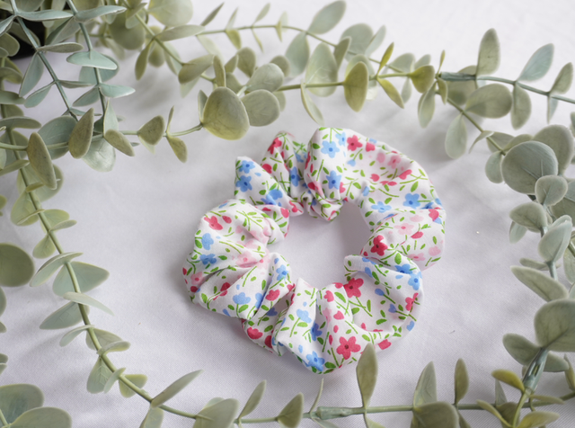 Pastel Floral Scrunchie
