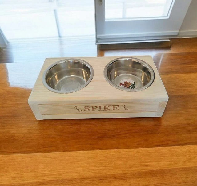 Podwójna Miska dla Kota/Psa Drewniana Elegancja