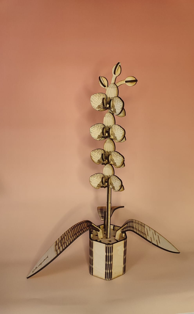 Orchidée 3D en bois 4 fleurs FATIMA