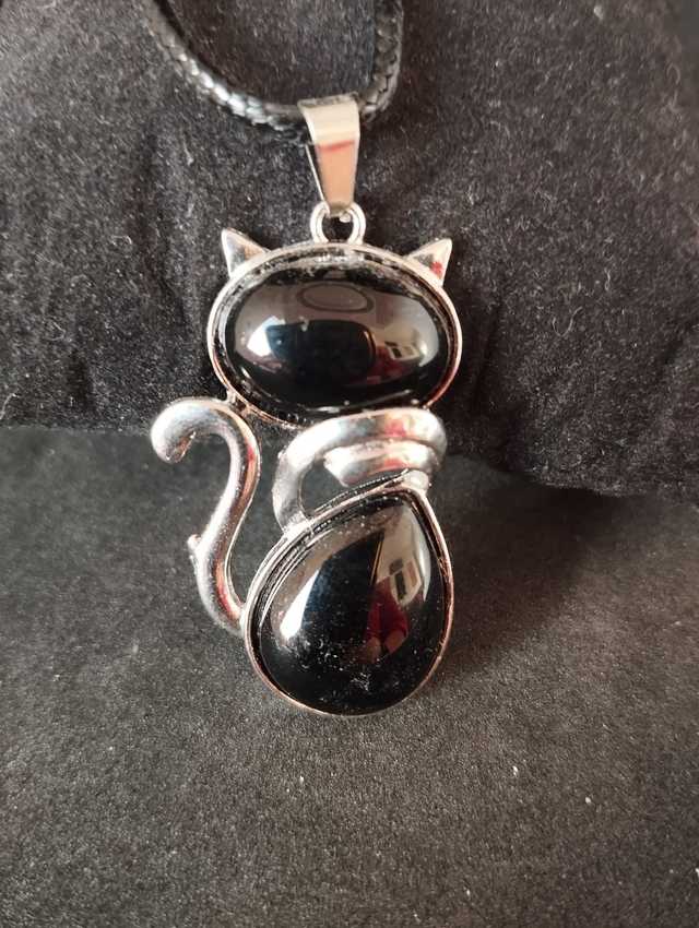 Pendentif Chat en Obsidienne