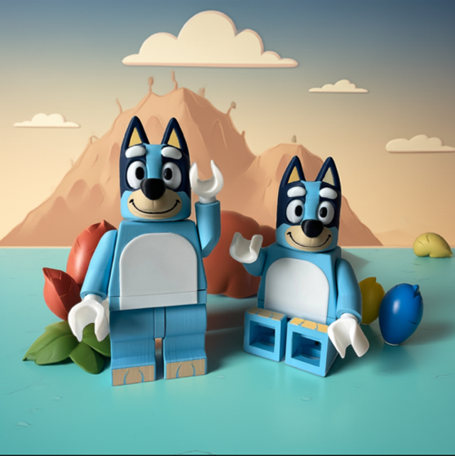 600% scale Lego Bluey figurine