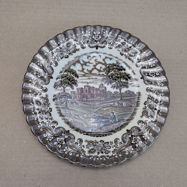 British Anchor | Ontbijtbord Plat bordje (diameter 20 cm | hoogte 2 cm) Geschulpt &#039;Olde Country Castles&#039; decor in diverse kleuren | Vintage