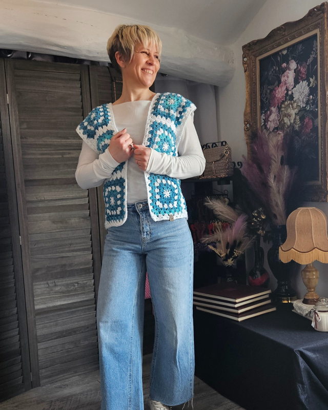 Gilet Granny Bleu