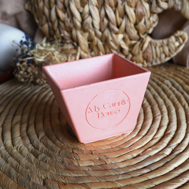 Pot Bougie Carré Jesmonite - Rose ou Blanc 🌼