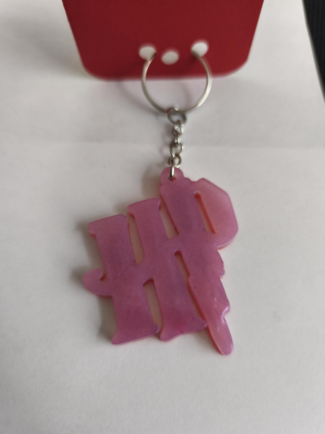 Porte-clé HP bicolore nacré rouge 