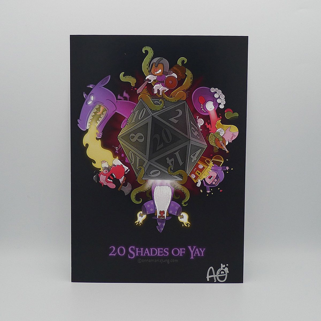 SIGNED A4 Art Print - 20 shades of Yay - gaming, rpgs, fantasy